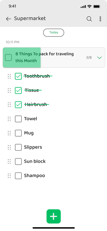 Memory Chat navigation and search interface